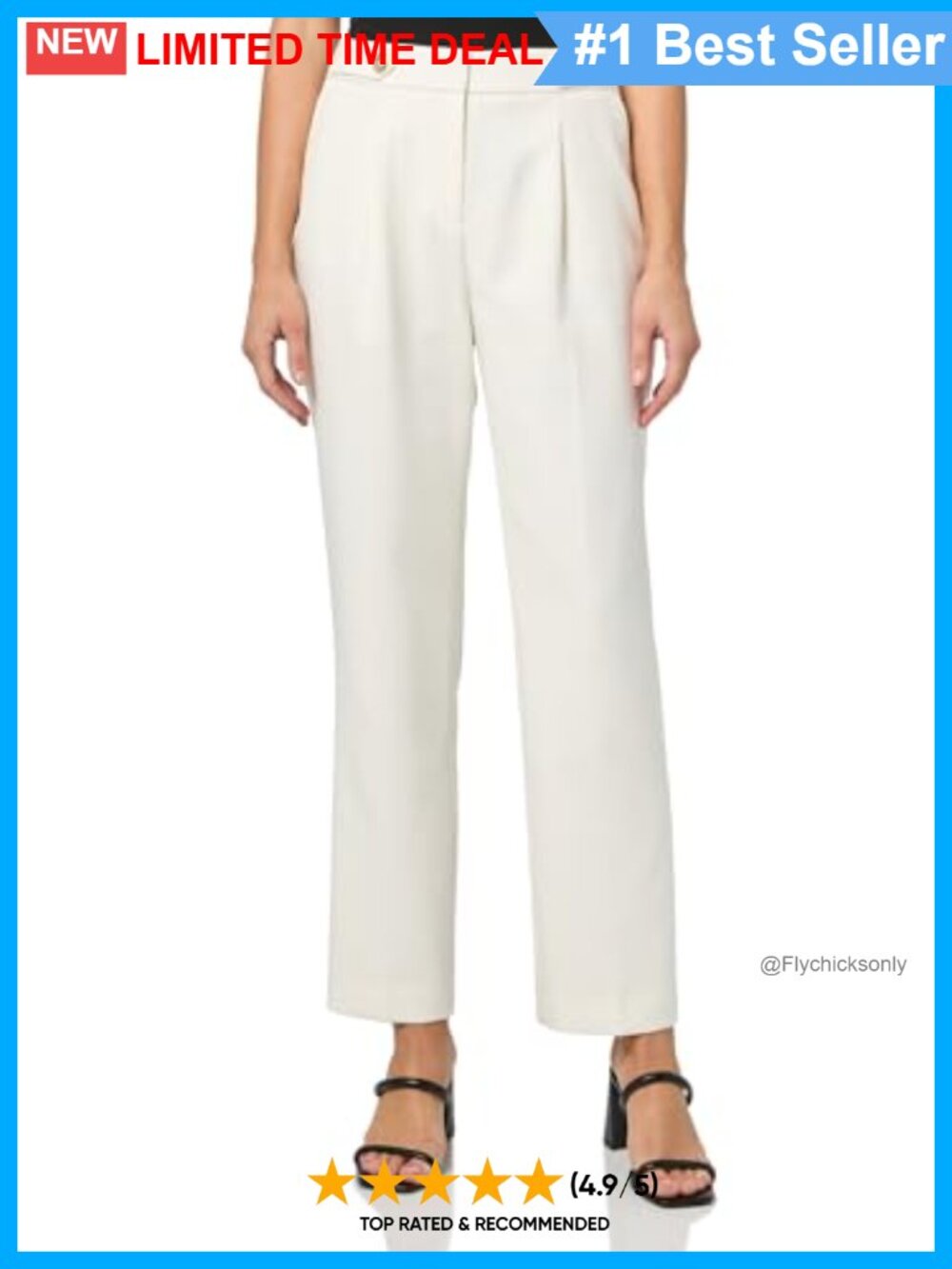 High Rise Straight Leg Ankle Work Pants Pleated Hook Bar
